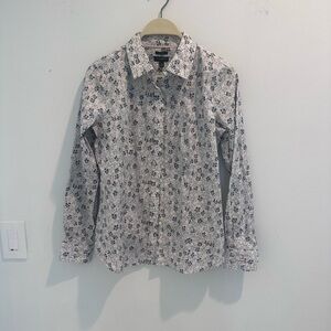 NWT non iron Talbots Black and White Floral button down collared shirt 2